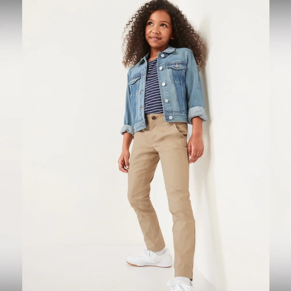 Old Navy School Uniform Skinny Pull-on Tech Pants for Girls Tan M(8) NWT